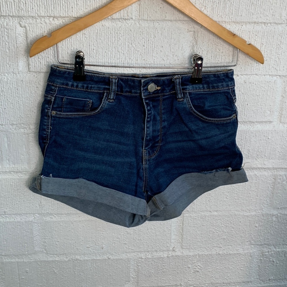 Zara Trafaluc Denim Dark Wash Hi-Rise Jean Shorts sz 6